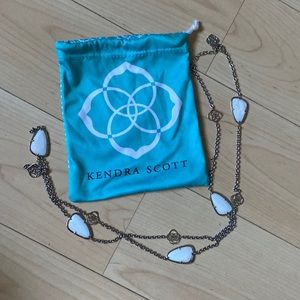 Long white and silver necklace